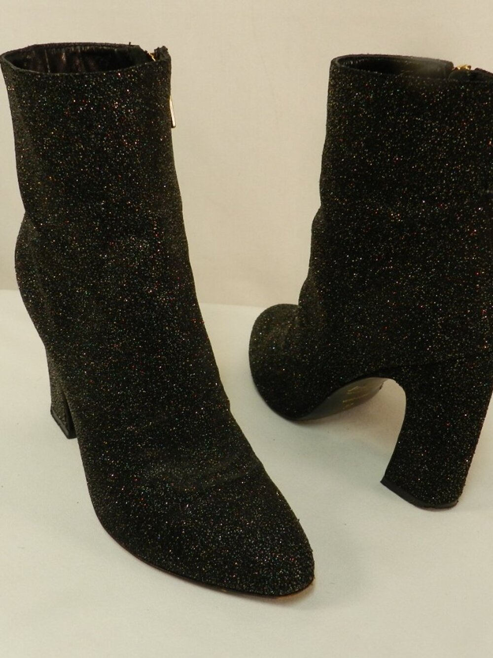 Y2K Just Roberto Cavalli Glitter boots booties Italy zip Occasion Size 37 US 7